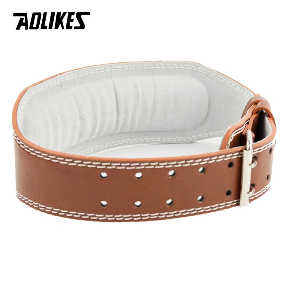 Leather Workout Belt - AOLIKES 新しいワイド重量挙げベルトボディービルフィットネスベルトバーベルパワーリフティングトレーニングウエストプロテクタージムベルト背中用