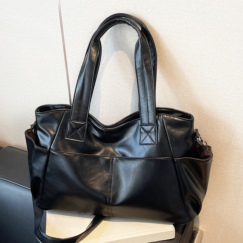 Leather Workshop - レディース レトロ ソフトレザー ハンドバッグ 多ポケット 大容量
