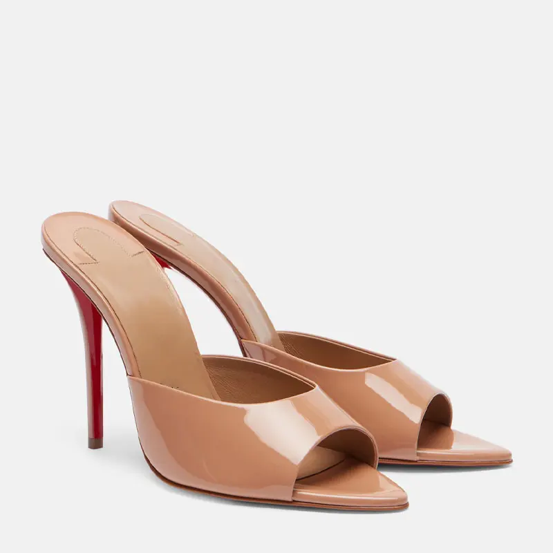 Leather Work Heels - 女性用靴新しいポインテッドオープントゥローマンサンダルメタルセクシーな女性の靴アウトドアスリッパ 10.5 センチメートルサンダリアロマナスムジェール
