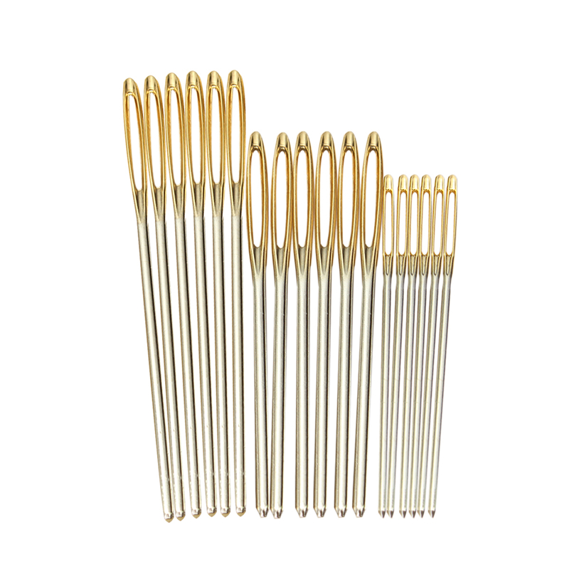 Leatherwork Needles - 18 ピース/セット 7/6/5。2 センチメートル 3 サイズ大革ハンドミシン針ゴールド鉤針刺繍タペストリーホームウール