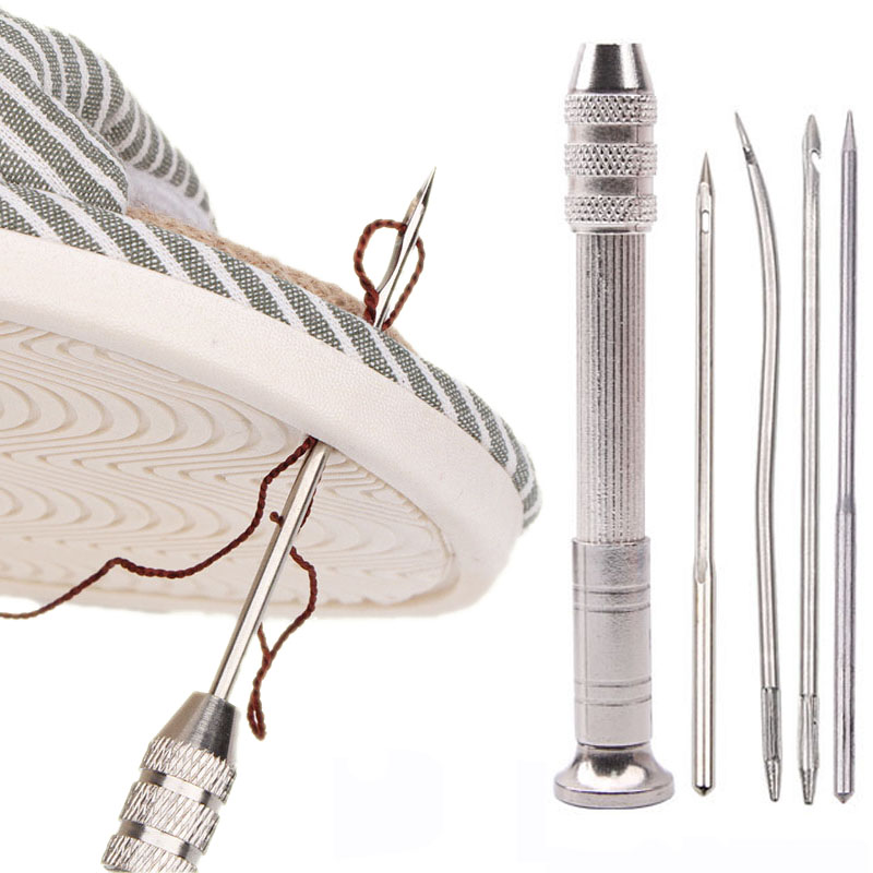Leatherwork Needles - 革縫製千枚通しセット交換可能な多機能靴修理ツールキットパンチステッチ針 DIY 縫製レザークラフト