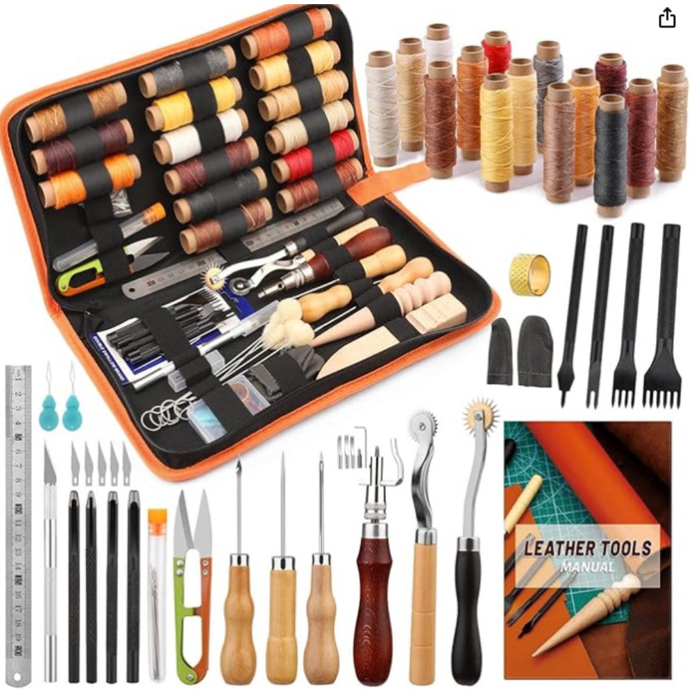 Leatherwork Or Leathercraft - 革細工ツール 実用的なレザークラフトキット ワックス糸付き グルーバー ピンセット ステッチパンチ穴
