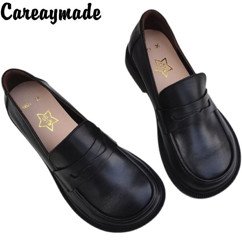 Cauaymade-カジュアルなオックスフォードの靴,男性用 - Leather Work Heels のレビューと価格