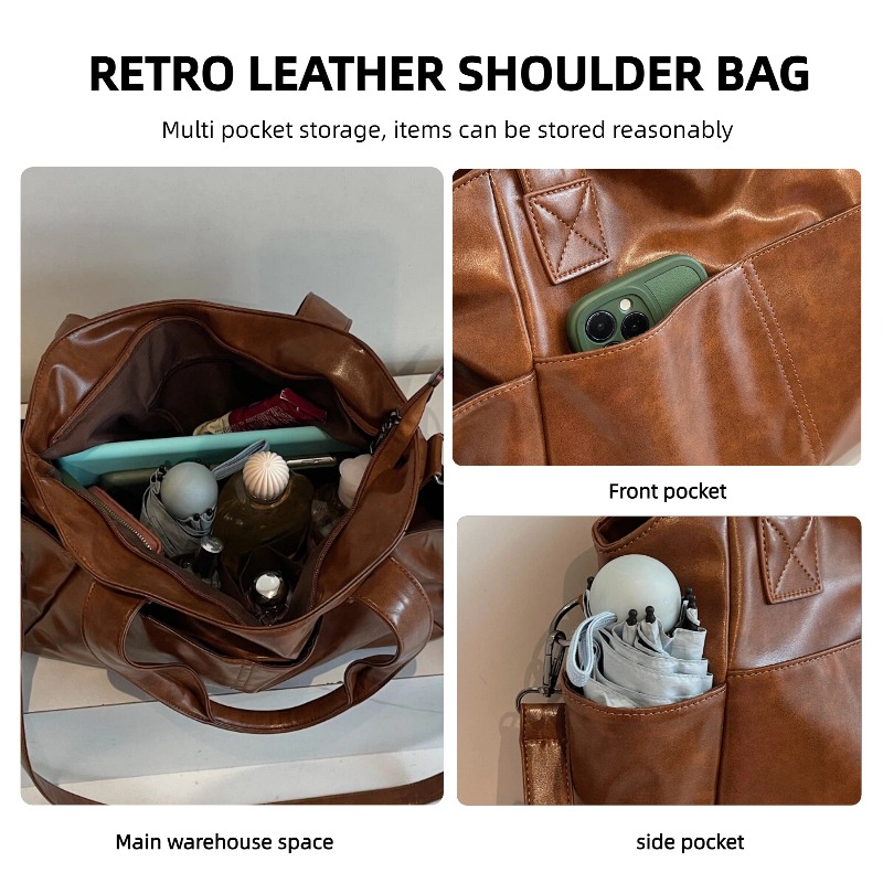 レディース レトロ ソフトレザー ハンドバッグ 多ポケット  - Leather Workshop のレビューと価格