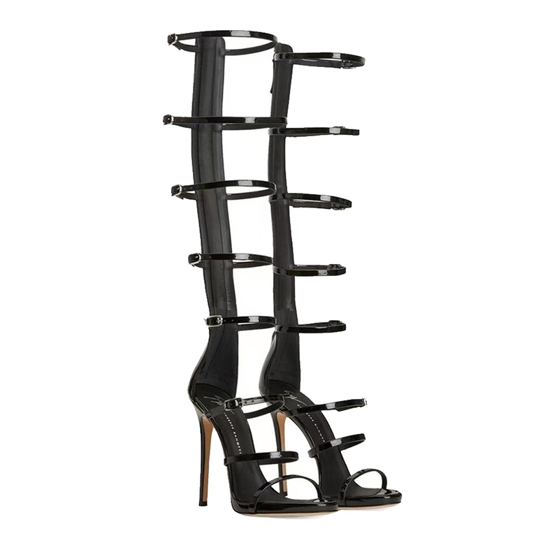夏の女性用クールブーツ新作2026セクシー10cmハイヒール - Leather Work Heels のレビューと価格