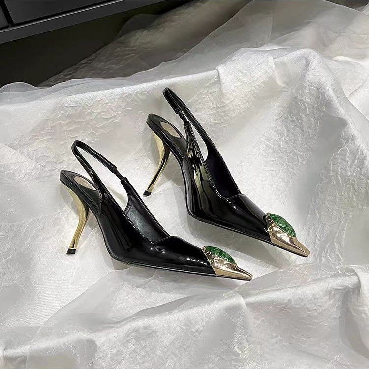 スタースタイル宝石メタルトゥパテントレザー女性パンプスファッ - Leather Work Heels のレビューと価格