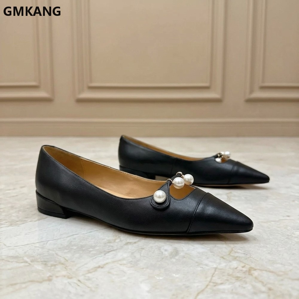 レディース レザー ポインテッドトゥ フラットシューズ パー - Leather Work Heels のレビューと価格