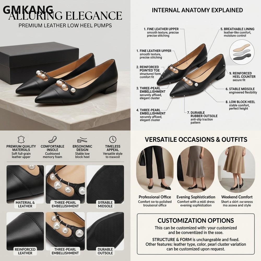 レディース レザー ポインテッドトゥ フラットシューズ パー - Leather Work Heels のレビューと価格