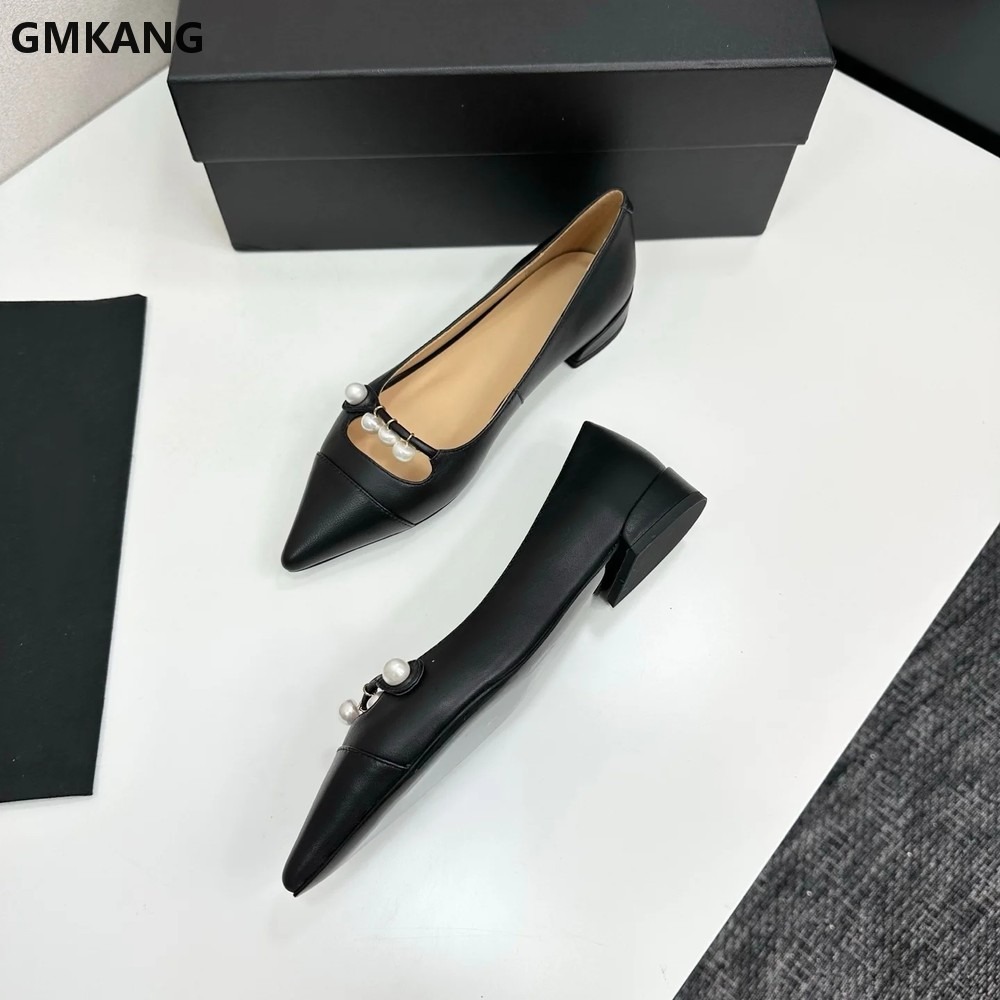 レディース レザー ポインテッドトゥ フラットシューズ パー - Leather Work Heels のレビューと価格
